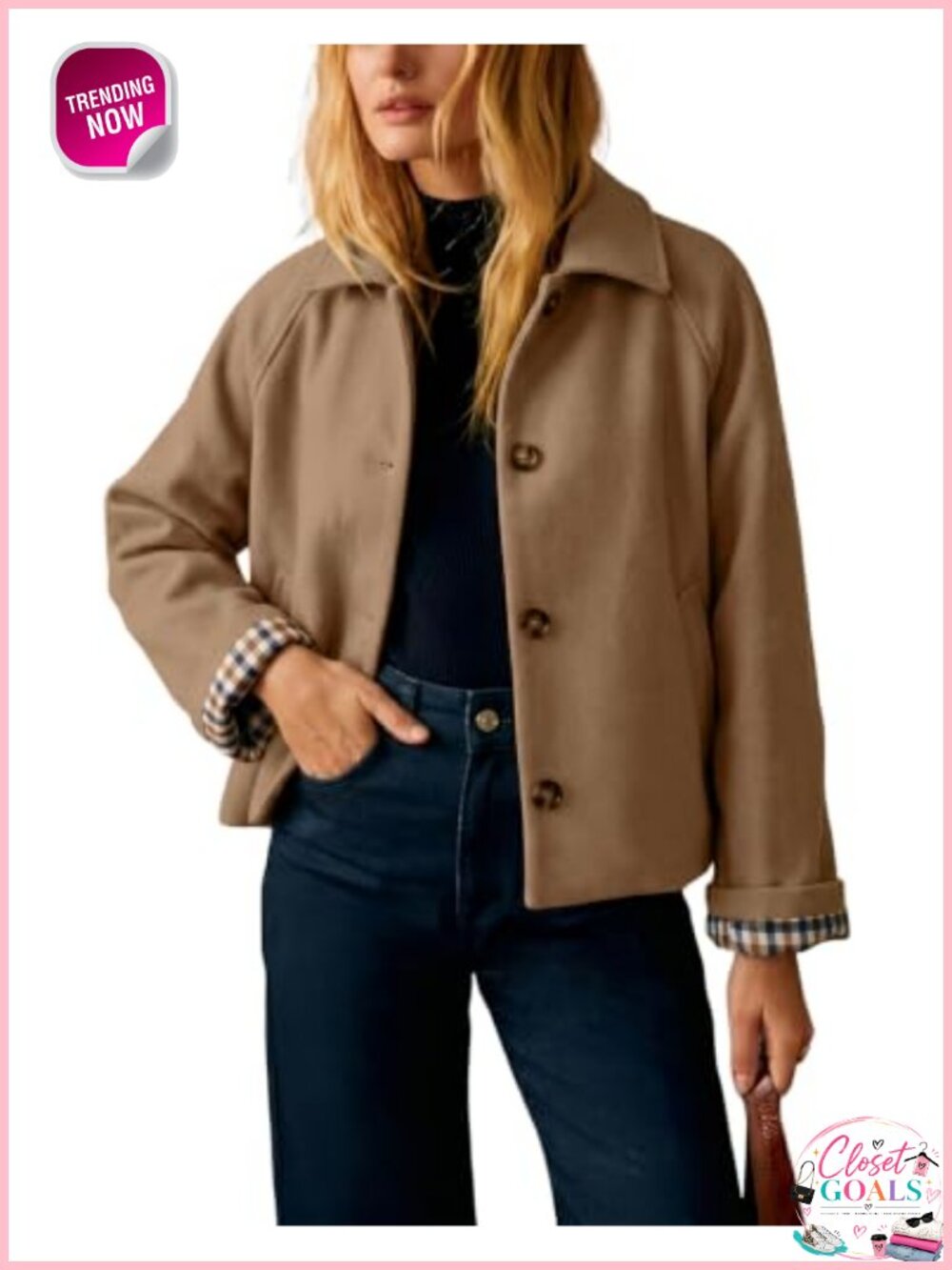 Cropped Pea Coat Wool Blend Short Winter Jacket Lianlive